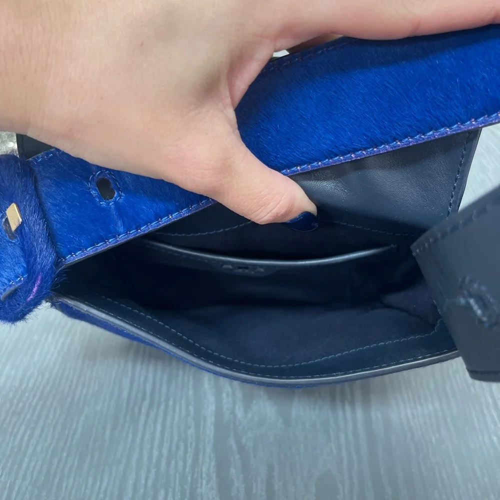 Tory Burch BLUE Mini Pony Hair Shoulder Bag